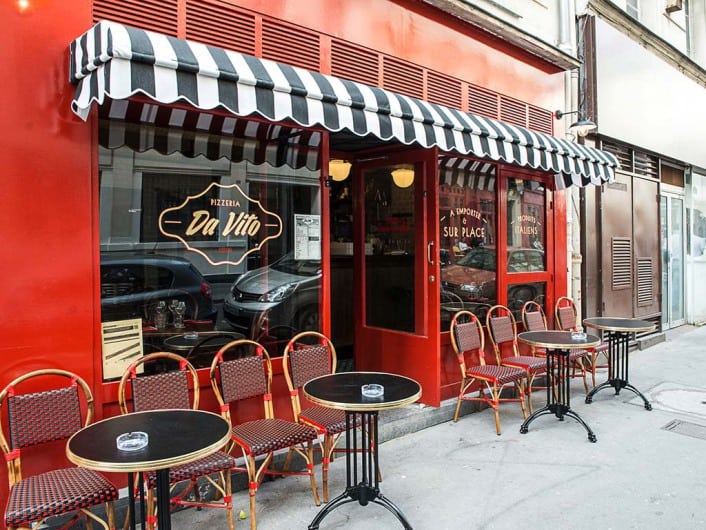 Da Vito Italian restaurant outside of the Moonshiner Speakeasy in Paris