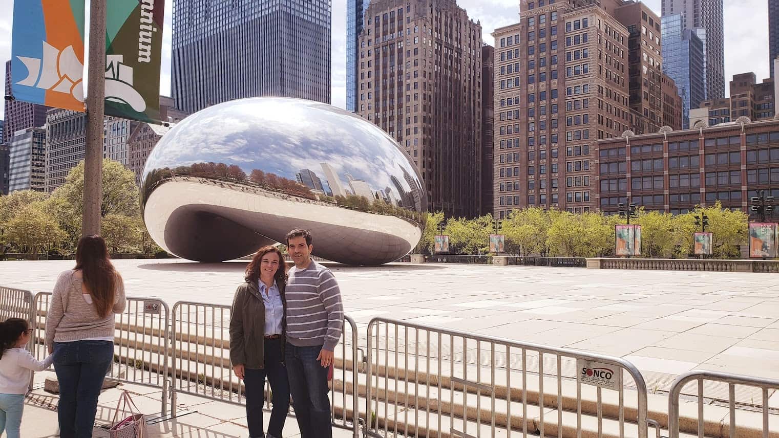 Darcee and Eric Gamble Standing outside the Cloud Gate Bean when they went to visit Chicago in Spring