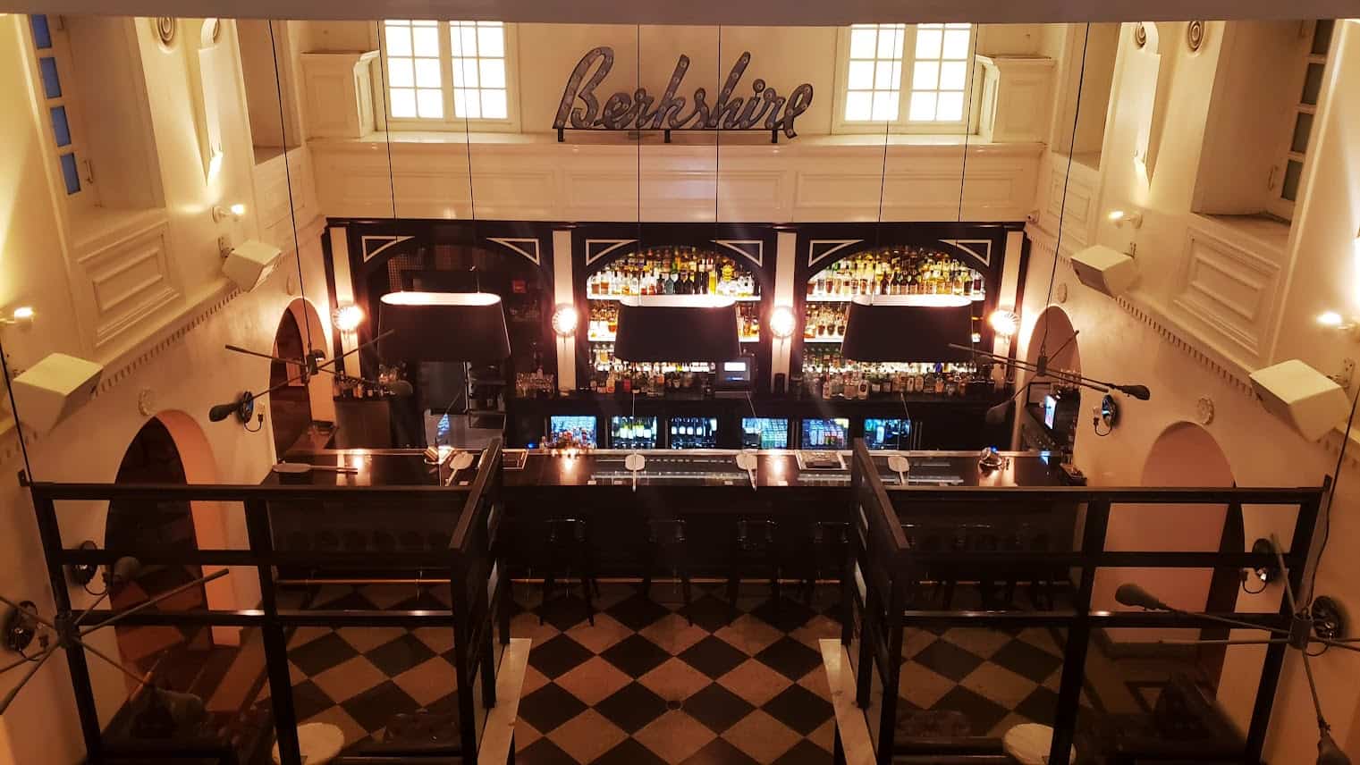 A view from the balcony into The Berkshire Room bar at the Acme Hotel in Chicago