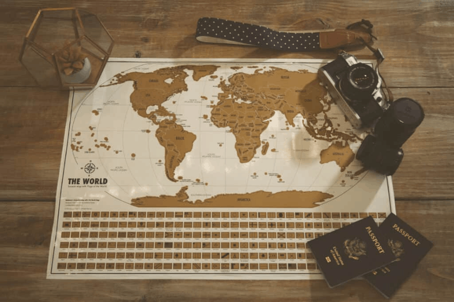 Travel tracker scratch off maps from Landmass are amazing travel gifts for women